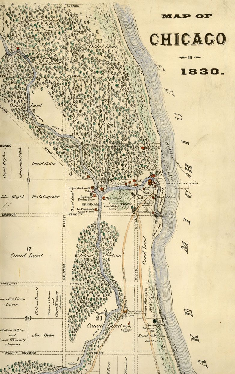 map of Chicago in 1830